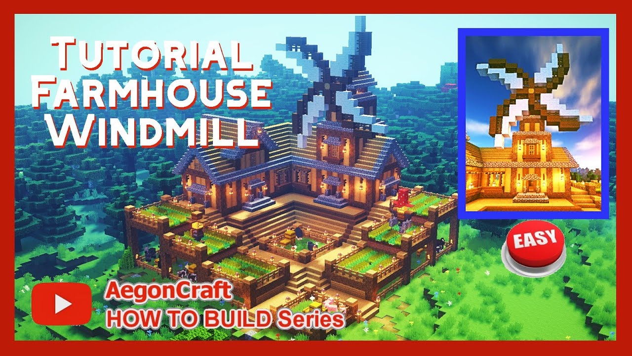 Minecraft How To Build FARM HOUSE with Minecraft WINDMILL Tutorial