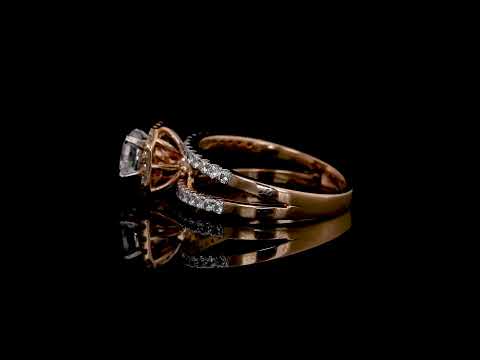 1.07ct Halo Solitaire Designer Ring - 18K/14K Rose Gold Premium Double-Band Style