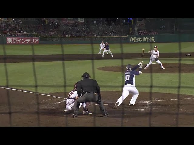 【9回表】 猛打賞の大活躍!!ライオンズ・森が貴重な追加点となるレフト前タイムリーを放ち点差を2点に広げる!! 2018/4/13 E-L