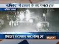 Speeding truck over-turns after hitting the divider in Rishikesh