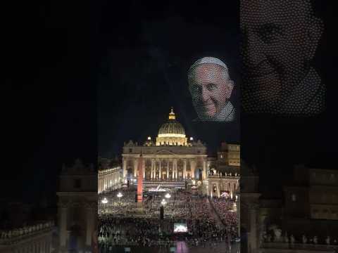 Witness the magic of Vatican City's stunning drone light show✨🇻🇦#italy  #vaticancity #rome #reels