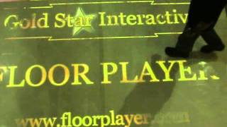 Interactive Floor in Shopping mall. Fire effect.