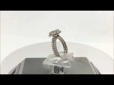 1.84 total carat (1.24ct center) Oval & Round Diamond Bridal Set in 14k White Gold