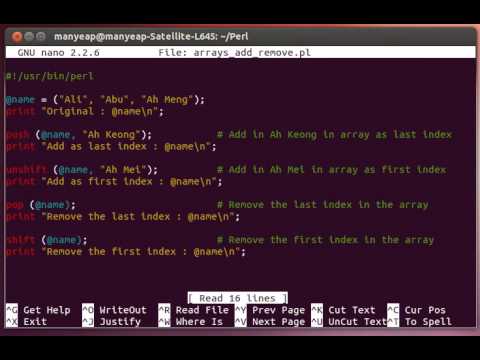 Perl Arrays Add and Remove Example