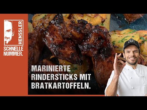 Schnelles Marinierte Rindersticks mit Bratkartoffeln Rezept von Steffen Henssler