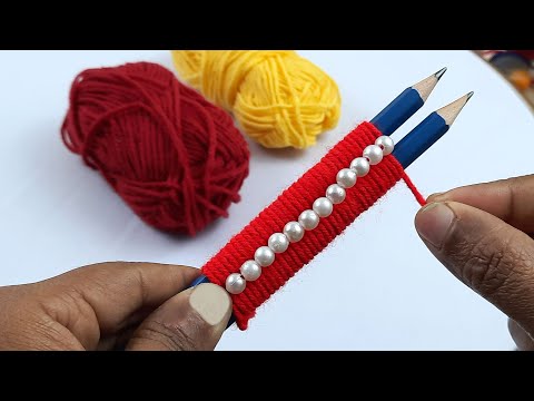 It's so Cute !! Super Easy Woolen Flower Making Trick using Pencil - Hand Embroidery Amazing Flowers
