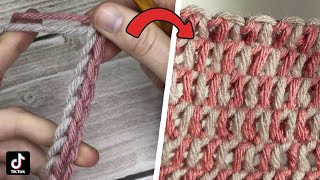 Crochet the second row of a two color chain | Pattern #1 | TikTok trend