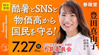 【国会中継】「酷暑とSNSと物価高から国民を守る！」衆議院議員 豊田真由子  国会質疑 令和8年7月27日 参政党