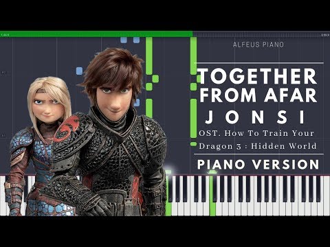 TOGETHER FROM AFAR - Jonsi (Ost. How To Train Your Dragon 3) | Piano Version TUTORIAL (Synthesia)