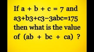 Download lagu If a   b   c = 7 and a3 b3 c3−3abc=175 then what is the value of (ab   bc   ca) ? mp3