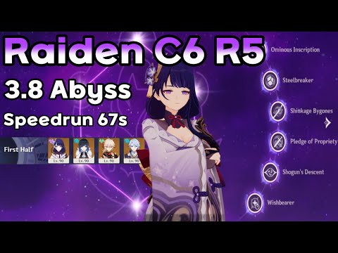Raiden C6 R5 3.8 Spiral Abyss Speedrun 67s