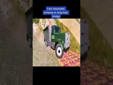 Cars impossible jumping on long loop bridge