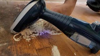 How to safely remove old paint from hardwood floors without chemicals.