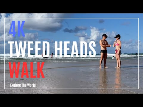 【4K】 Australia Walk - 🌈 Rainbow Bay Beach 🏖️ in Tweed Heads, New South Wales with Ocean Waves Sounds