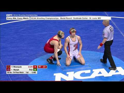 2017 NCAA Wrestling 165lbs: Chad Walsh (Rider) vs Brandon Womack (Cornell)