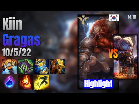 Kiin Support Gragas vs Poppy lol KR solo rank Highlight 14.18
