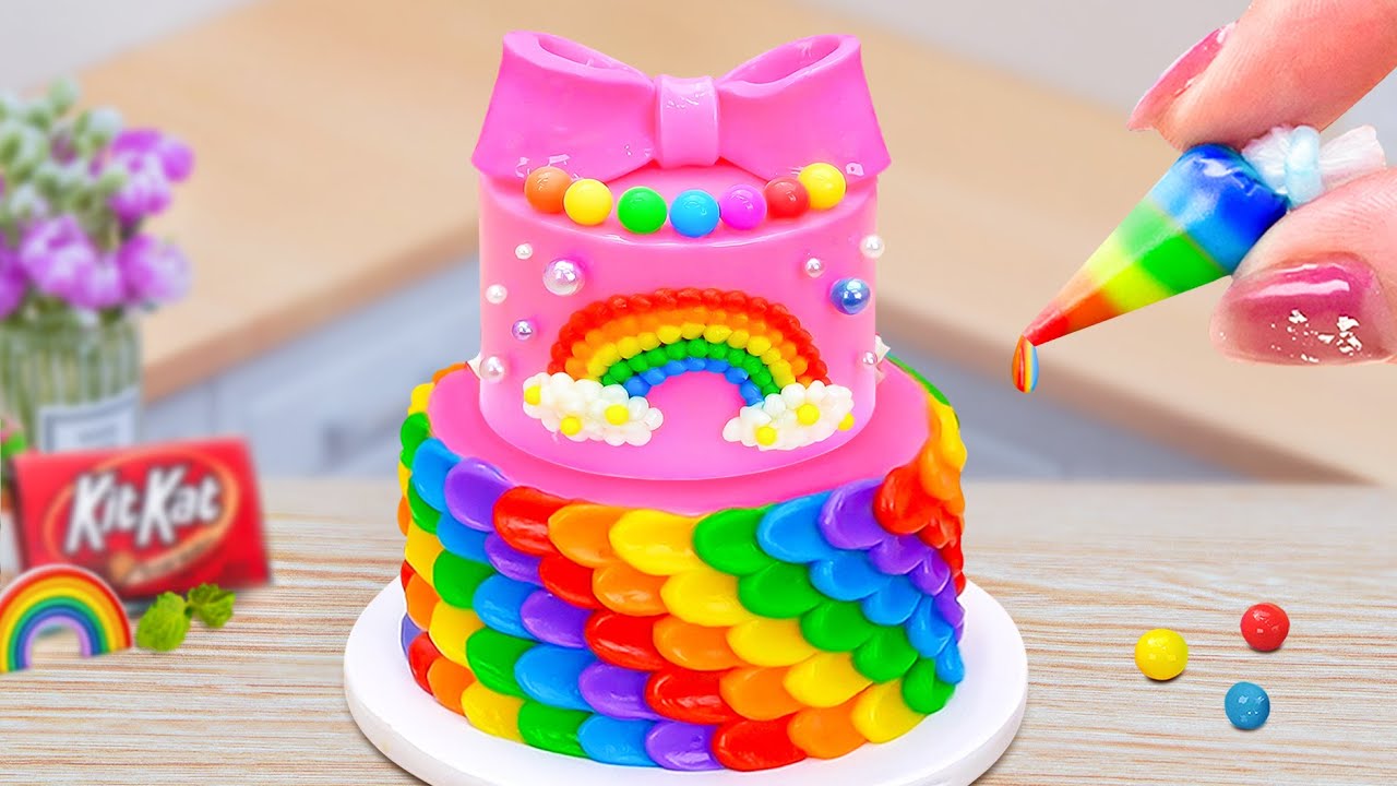 Charming Pastel Rainbow Buttercream Cake 🌈 Easy Mini Cakes Ready in 5 Minutes 🍉Hỏi ChatGPT
