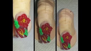 preview picture of video '3D Poinsettia Christmas Nail Art - Acrylic Nail Tutorial'