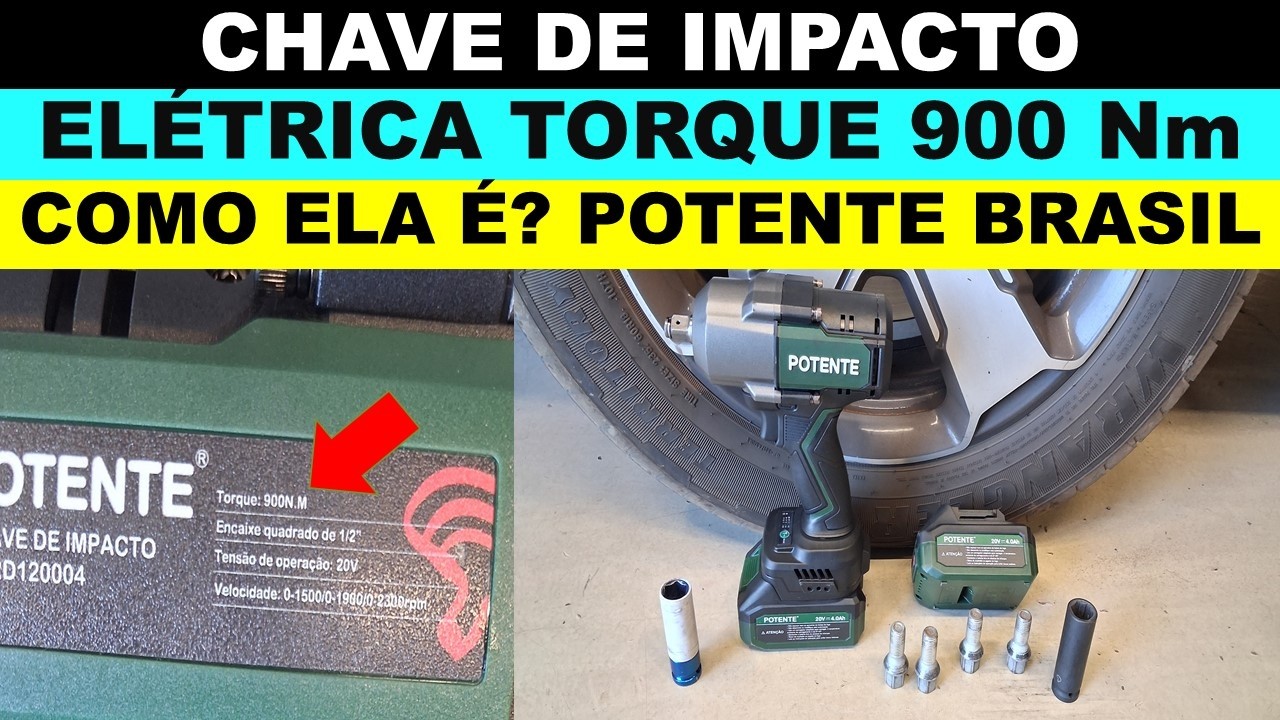 900 Nm de torque chave de impacto elétrica ideal para oficina mecânica, marca Potente Brasil