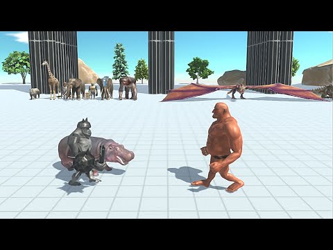 2 VS 1 MODERN MAMMALS + MUTANT PRIMATES VS FANTASY - Animal Revolt Battle Simulator