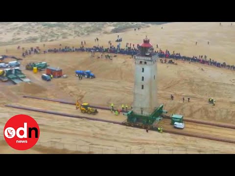 Incredible! Danish Lighthouse Put on Skates to Rescue it from Cliff Edge