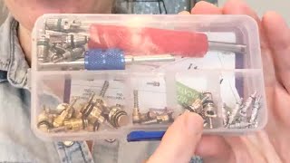 Swpeet 41Pcs R12 R134a AC Master Valve Core Repair Kit, Including Assortment R12 R134a Valve Core Re