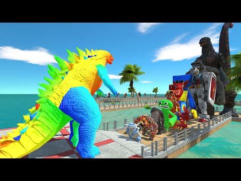 Godzilla Classic Colourful vs Shin Godzilla OASIS DEATH RUN - Animal Revolt Battle Simulator