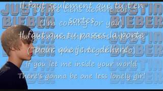 One Less Lonely Girl - Justin Bieber (French Version Lyrics)