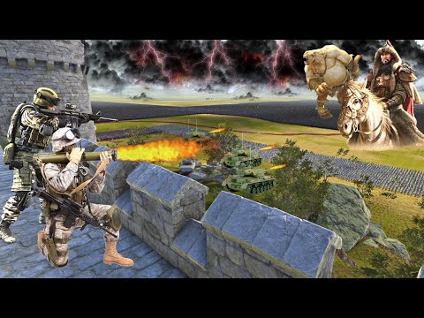 4,000,000 MONGOLIAN FIGHTERS SURROUND THE SPECIAL FORCES BASE - Epic Battle Simulator 2 - UEBS 2