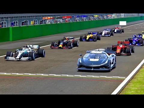 Koenigsegg Jesko with Jet Engine vs F1 2019 Cars - Monza