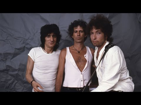 Dylan, Richards and Wood talking about Mick Taylor before Live Aid