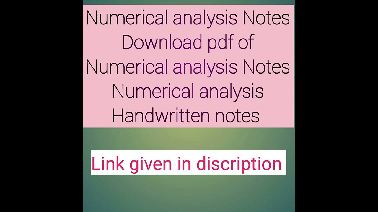 Numerical analysis Notes|Numerical analysis Notes pdf |#notessharing|#numericsanaslysis