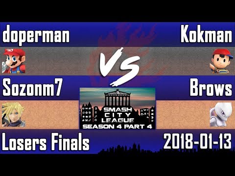 SCLS4P4 -LF- doperman & Sozonm7 (Mario & Cloud) vs Kokman & Brows (Ness & Mewtwo) - Smash 4