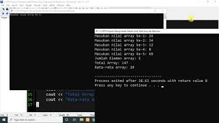 Program C++ Hitung Jumlah Elemen Array Total Array dan Rata rata Array