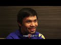 MANNY PACQUIAO GIGGLES AFTER VISUALIZING WHAT HE'LL DO TO BRONER IN FIGHT