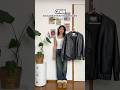 basic and trendy fall outfit idea 🩶 styling a leather jacket! #fashion #grwm #shorts