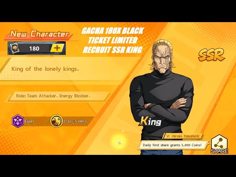 180x Black Ticket Gacha SSR KING - One Punch Man The Strongest
