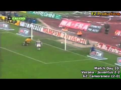 Serie A 2001-2002, day 10 Verona - Juventus 2-2 (L.Colucci, Camoranesi, Tudor, Trezeguet)