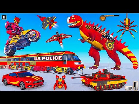 Police Dinosaur Tank Car Jet Robot Transformation: Robot Multi Transform - Android Gameplay