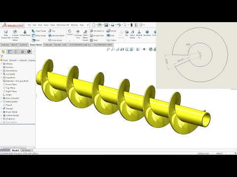 Calculate Helical Screw Conveyor in flat form using Solidworks Sheet metal