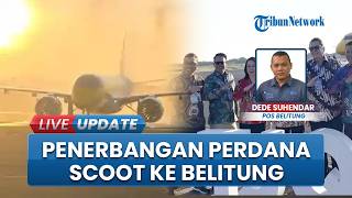 Penerbangan Perdana Scoot, Angkut 80 Penumpang dari Singapura ke Belitung, Disambut Siraman Air