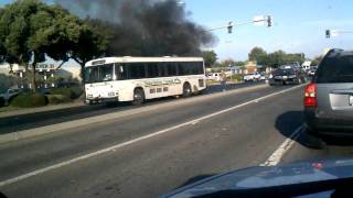 preview picture of video 'Yuba Sutter transit bus catches fire'
