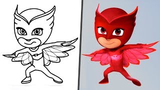 PJ Masks! How to draw and color Owlette