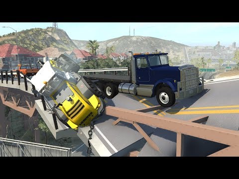 Collapsing Bridge Pileup Crashes 4 | BeamNG.drive