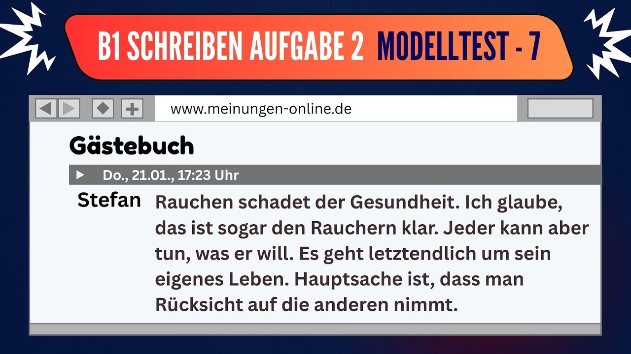 Aufgabe 2 B1 Schreiben | Meinung schreiben Schritt für Schritt