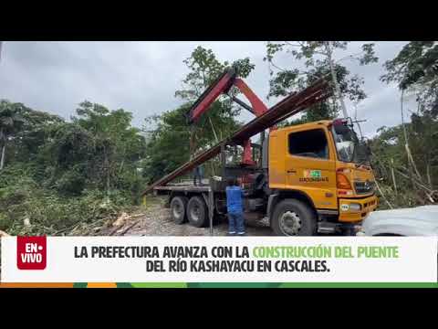 PERSONALCOMPREMETIDO DE PREFECTURA TRABAJA 24/7 EN CONSTRUCCIÓN DEL NUEVO PUENTE KASHAYACU CASCALES