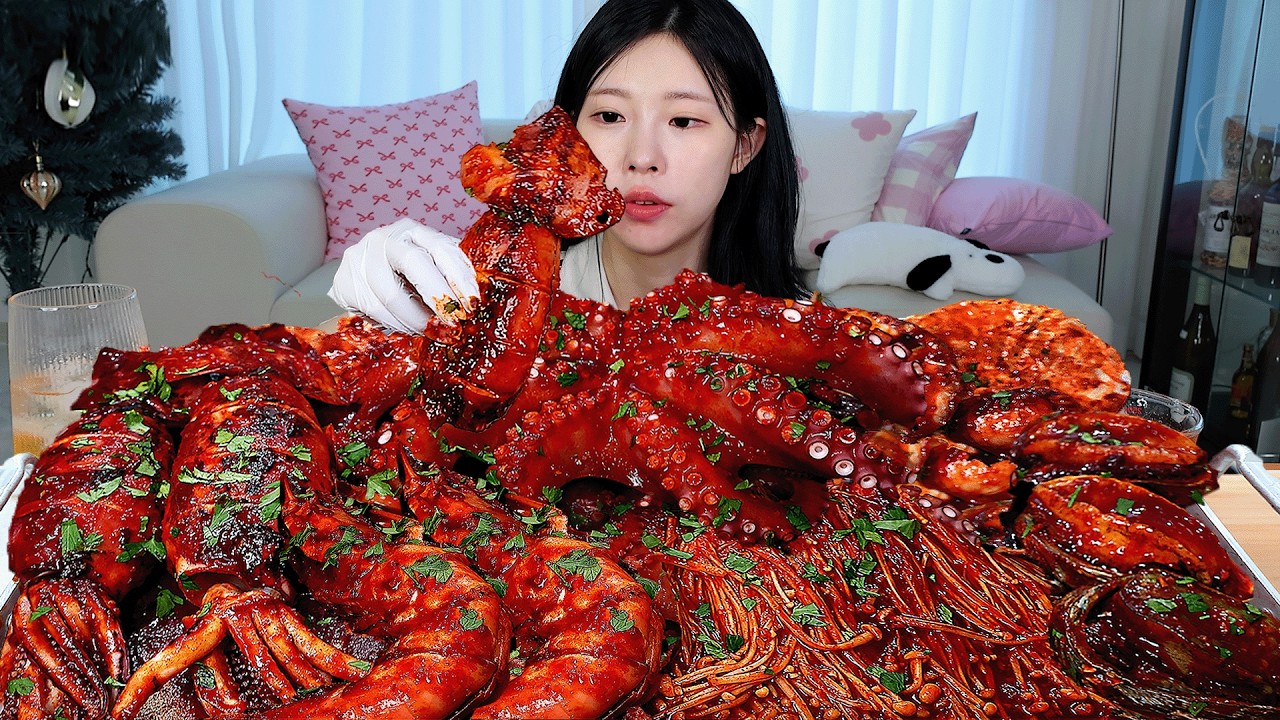 ASMR MUKBANG| 직접 만든 매운 대왕 해물찜 씨푸드 보일 (랍스터, 킹타이거새우, 문어, 전복) 먹방 & 레시피 SEAF