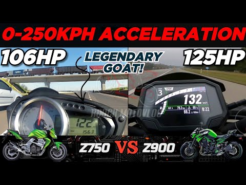 Kawasaki Z750 🆚️ Kawasaki Z900 | 0-250kph Acceleration | Top Speed Attempt 🔥