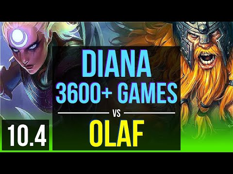 DIANA vs OLAF (JUNGLE) | 2.1M mastery points, 3600+ games, KDA 6/3/10 | EUW Grandmaster | v10.4