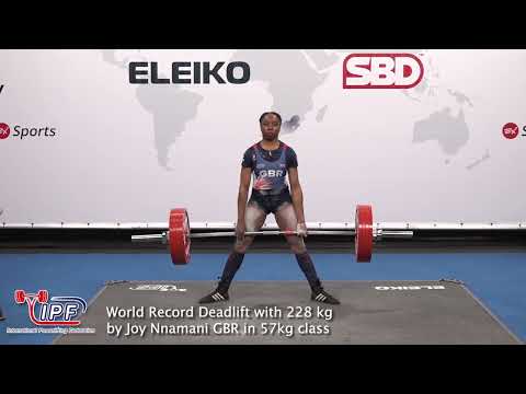 World Record Deadlift with 228 kg by Joy Nnamani GBR in 57kg class